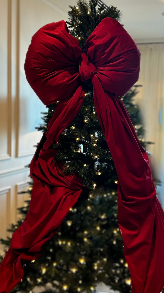 Giant red tree bow